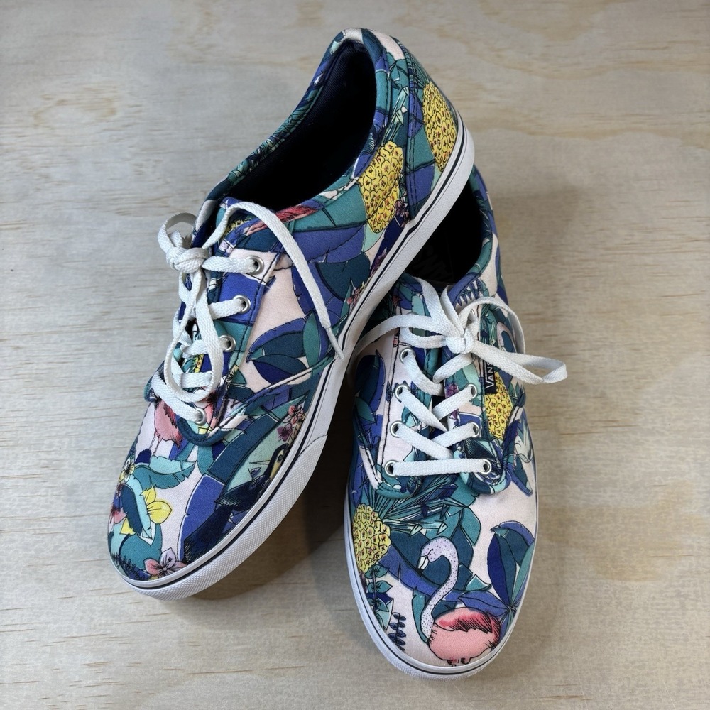 VANS Off The Wall Tropical Foliage Flamingos Womens Shoes Size 8.5 Sneakers